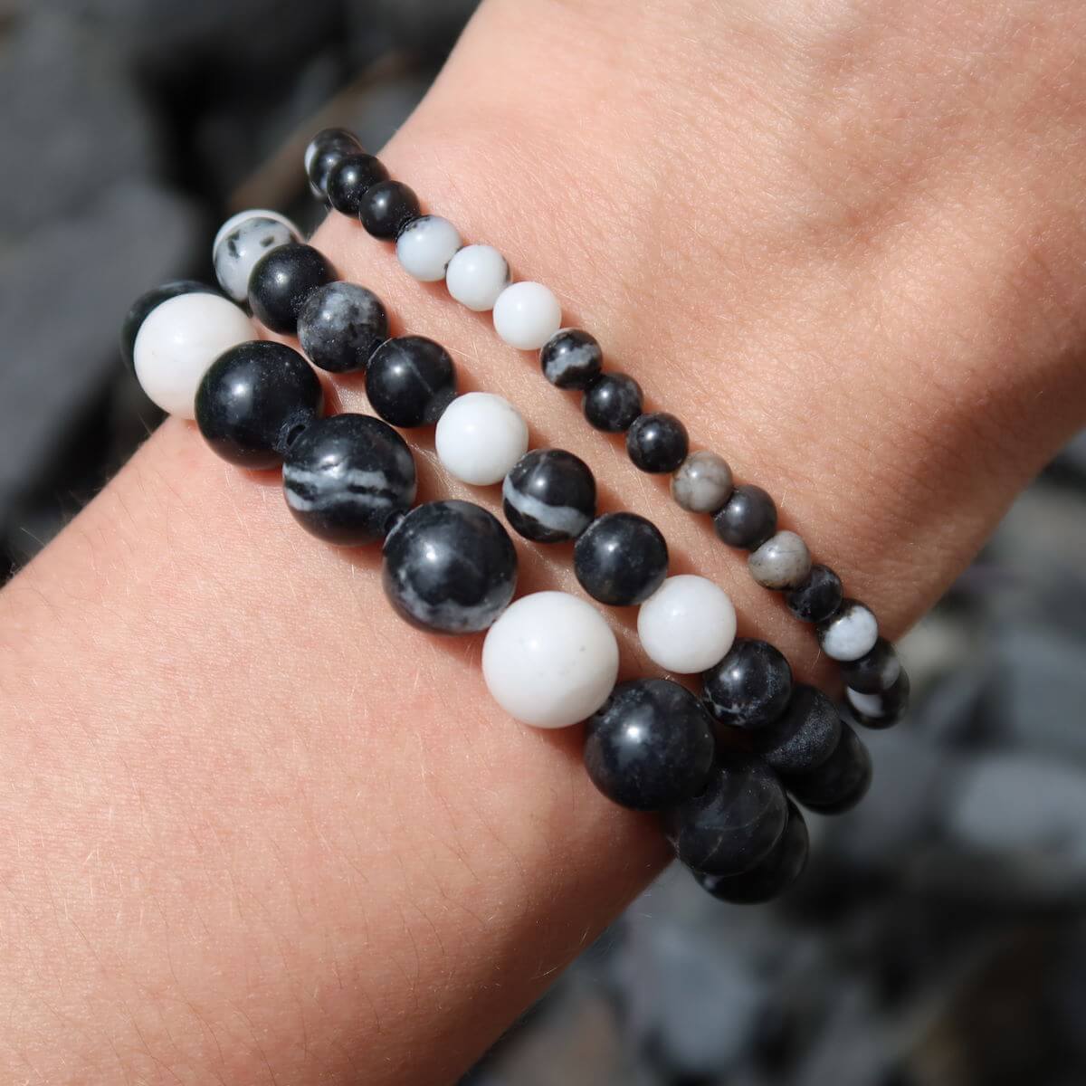 Zebra Marmor Armband Steinwelten