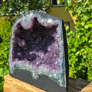 Amethyst Druse – Geode - 27x29x16cm und 13,8kg – Steinwelten OG - Nr. 326 in a natural setting.