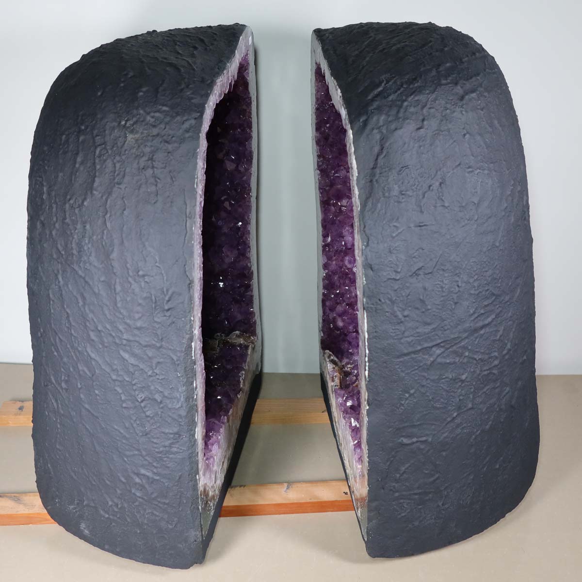 Amethystdrusen Paar 1A - 123kg - 39cm - Harmonie und Entspannung - UNIKAT 449, besonders geeignet für Meditation und Raumklärung.