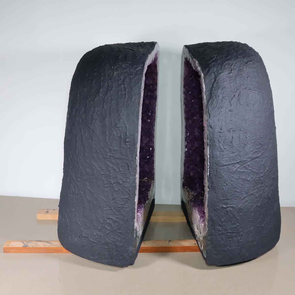 Amethystdrusen Paar 1A - 123kg - 39cm - Harmonie und Entspannung - UNIKAT 449, ideal für Meditation und Raumklärung.