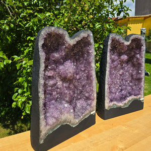 Amethystdrusen Paar 1A - 108 kg - Höhe 59cm - Harmonie und Entspannung - UNIKAT 372, perfekte Dekoration für Meditation und Entspannung.