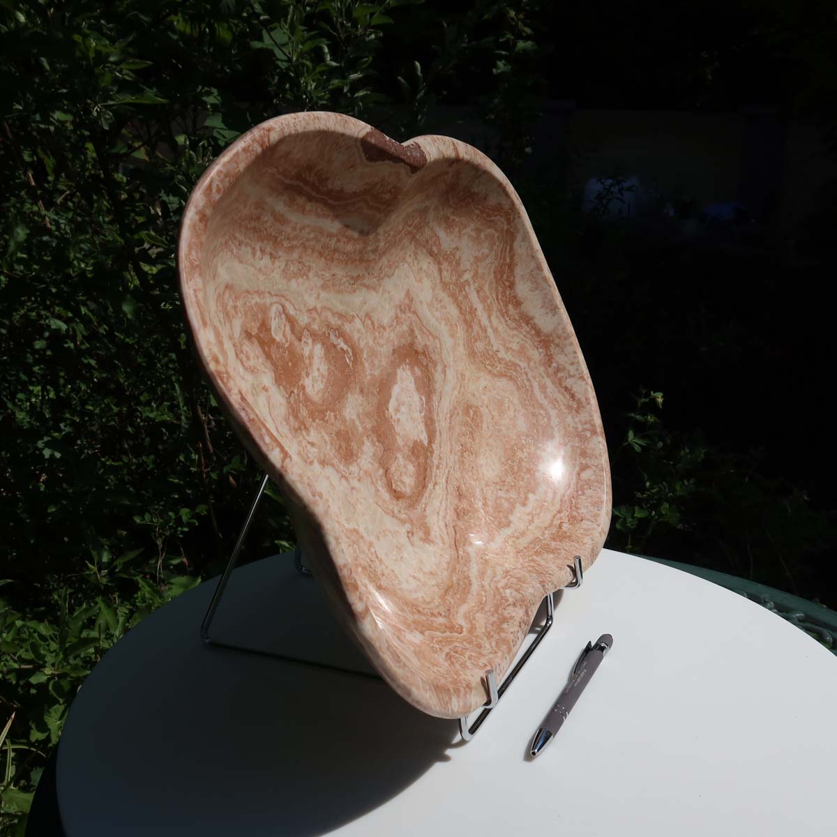 Aragonit Stein Schale - (Onyxmarmor) - 46x34cm - handgeschliffen und poliert - Nr. 62, einzigartige Steinschale mit natürlicher Maserung.