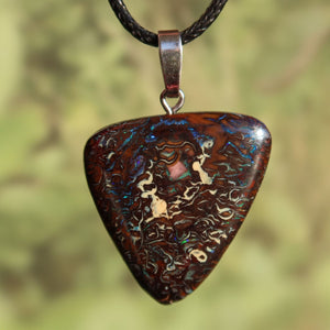 Boulder Opal Anhänger - Positivität und Freude - Nr. 45 mit individueller Musterung und Silberöse