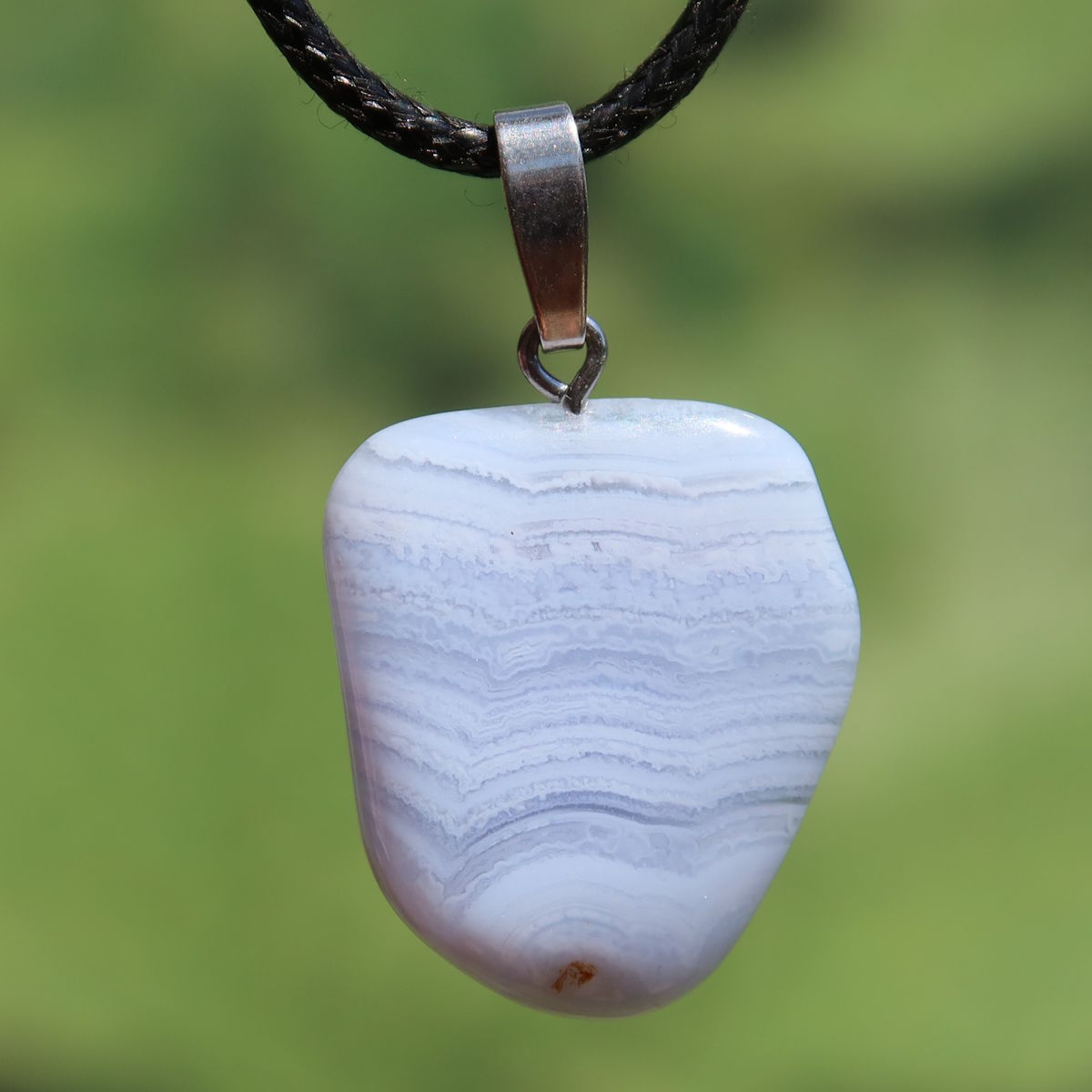 Chalcedon blau gebändert Anhänger - Ausdruck und Kommunikation - Unikat Nr. 20