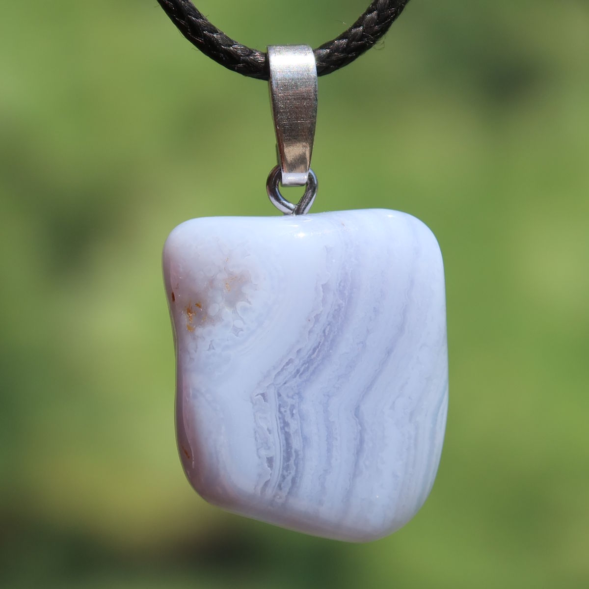 Chalcedon blau gebändert Anhänger - Ausdruck und Kommunikation - Unikat Nr. 12