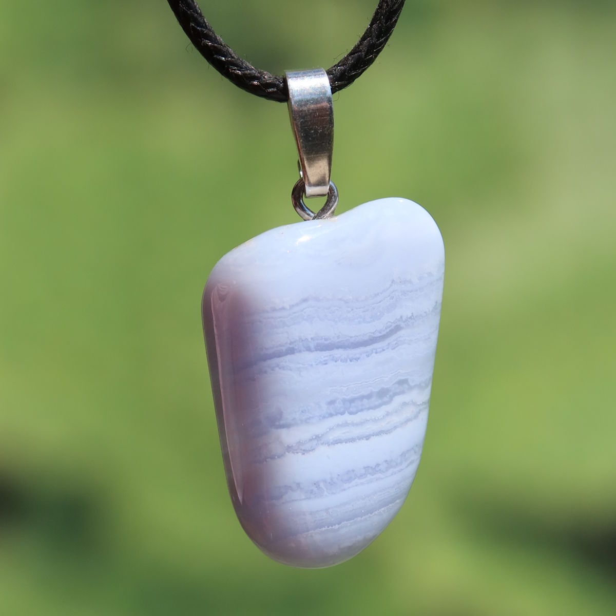 Chalcedon blau gebändert Anhänger - Ausdruck und Kommunikation - Unikat Nr. 7