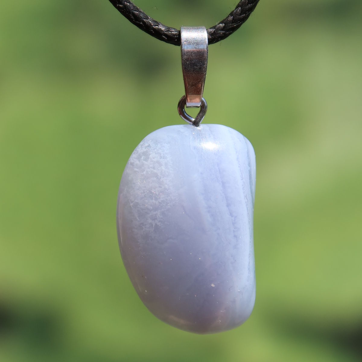 Chalcedon blau gebändert Anhänger - Ausdruck und Kommunikation - Unikat Nr. 5
