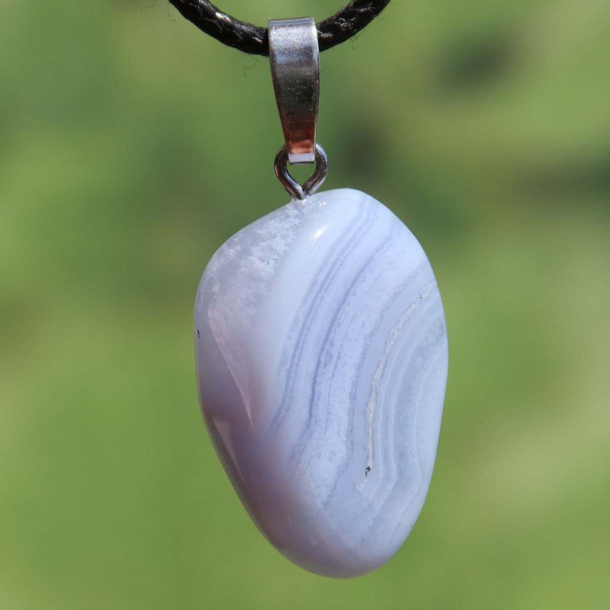 Chalcedon blau gebändert Anhänger - Ausdruck und Kommunikation - Unikat Nr. 19