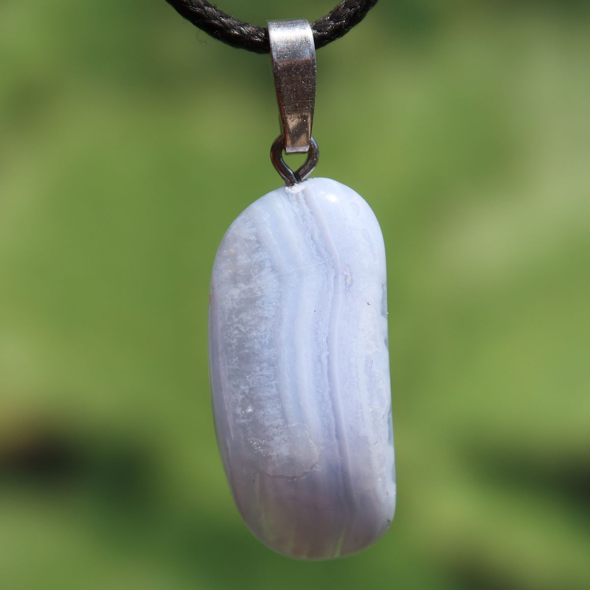Chalcedon blau gebändert Anhänger - Ausdruck und Kommunikation - Unikat Nr. 22