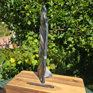 Dekorative handgefertigte Steinskulptur mit Ammoniten und Orthoceren (Fossilien) – 40x10x8cm - Nr. 69