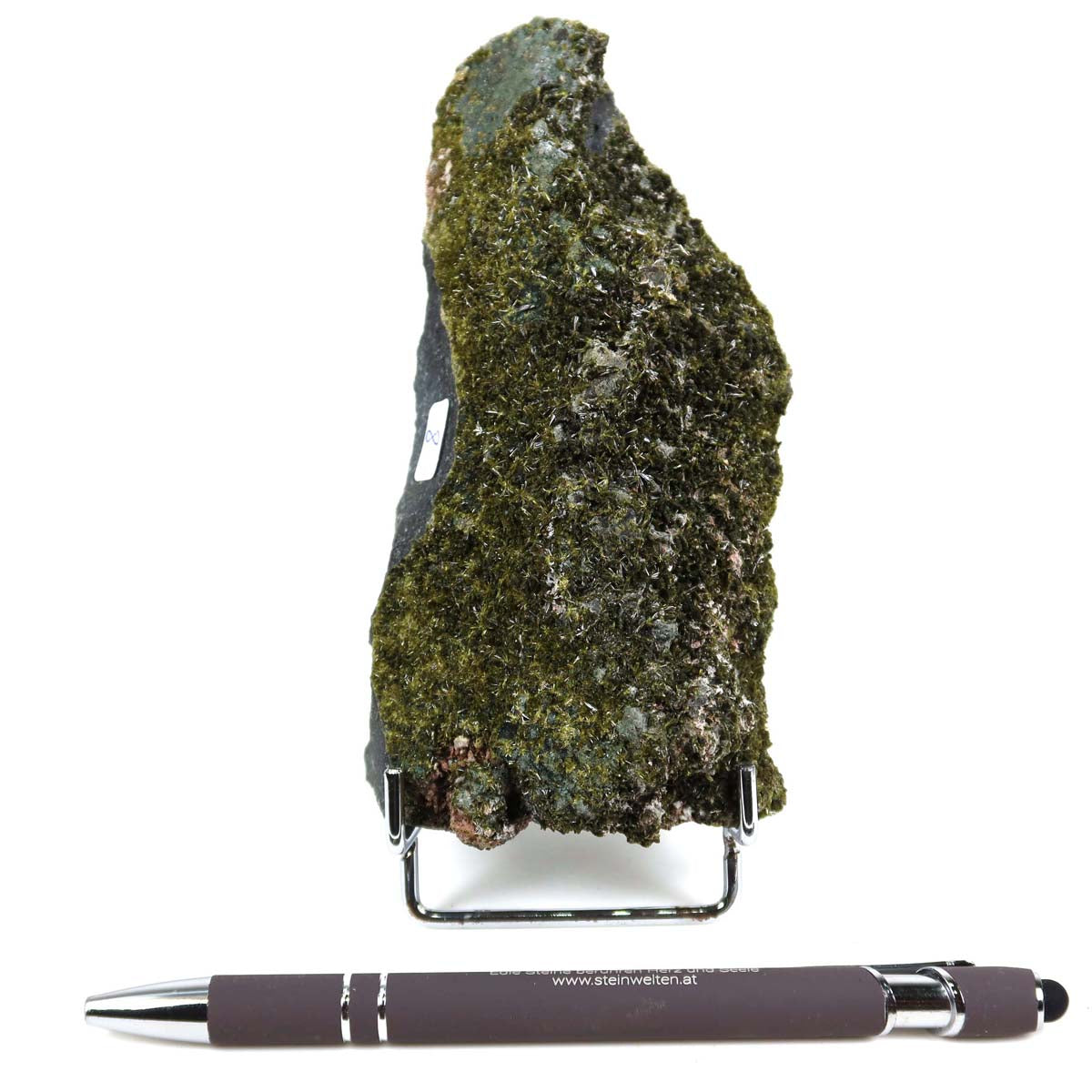 Epidot Kristall aus Marokko, naturbelassen 13x6x3,5 cm, ideal für Mineralien Sammler, mit Stift zum Größenvergleich, Nr. 8