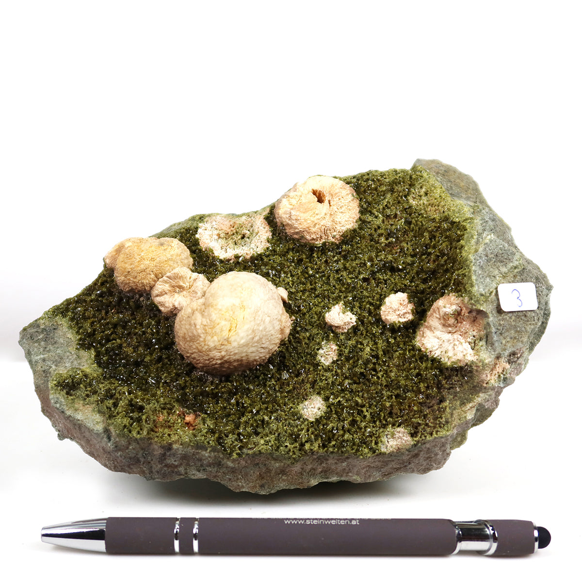 Epidot Kristall Stufe mit Prehnit aus Marokko, 16x9x9cm, einzigartiges Sammlerstück, online kaufen bei Steinwelten, Selbstliebe und Erholung.