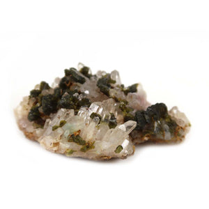 Epidot Quarz Kristall mit Bergkristall Spitzen aus Marokko, ideal für Mineralien Sammler. 6x4x3 cm. Kaufen im Mineralienatlas.