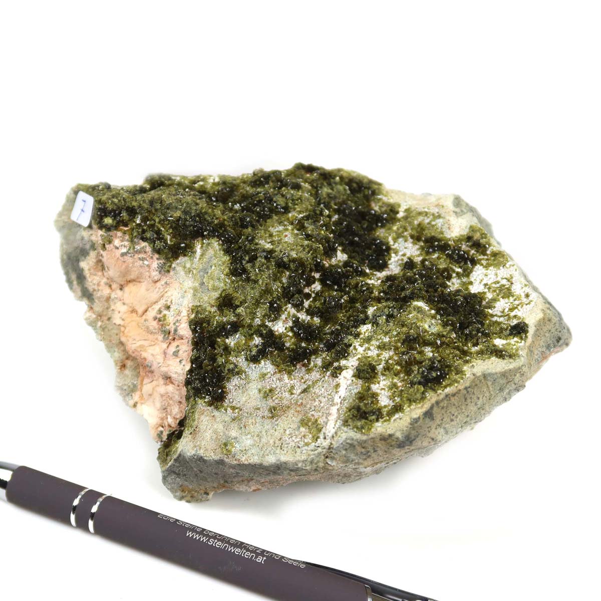 Epidot Kristall Stufe aus Marokko, naturbelassen, 14x12x6 cm, ideal für Mineraliensammler zur Erholung und Regeneration.