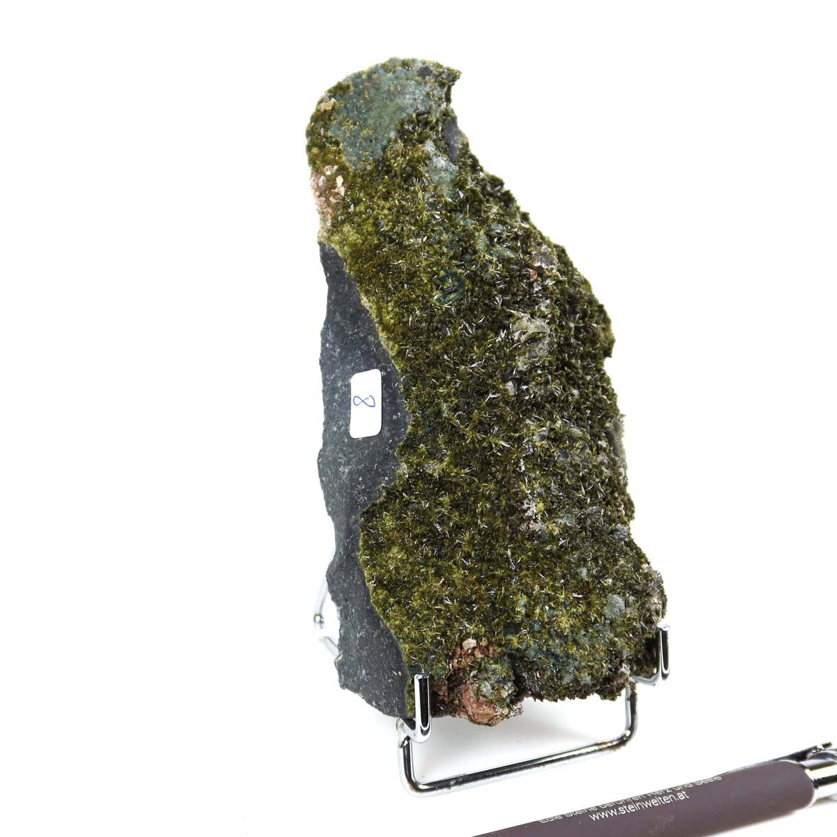 Epidot Kristall aus Marokko, naturbelassen 13x6x3,5 cm, ideal für Mineralien Sammler, mit Stift zum Größenvergleich, Nr. 8