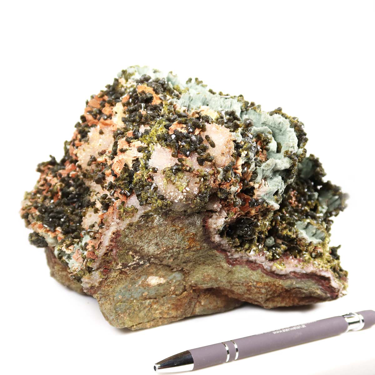 Epidot Quarz Mineralien Stufe aus Marokko, perfekte Wahl für Sammler. Kaufen Sie beeindruckende natürliche Schönheit mit Bergkristall Akzenten.