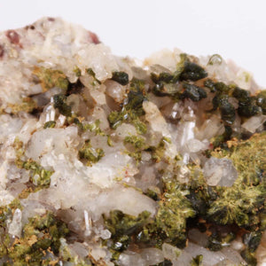 Epidot Quartz Crystal Cluster with Clear Quartz Points - High Quality Mineral Specimen from Morocco