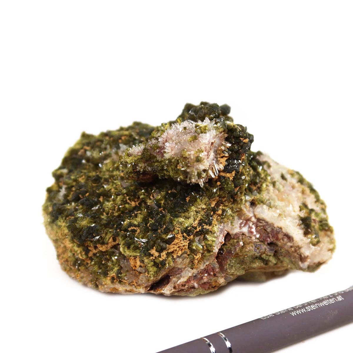 Epidot Quartz Crystal Specimen with Clear Quartz Tips, 10x8x6 cm, high-quality, natural mineral from Morocco for collectors.