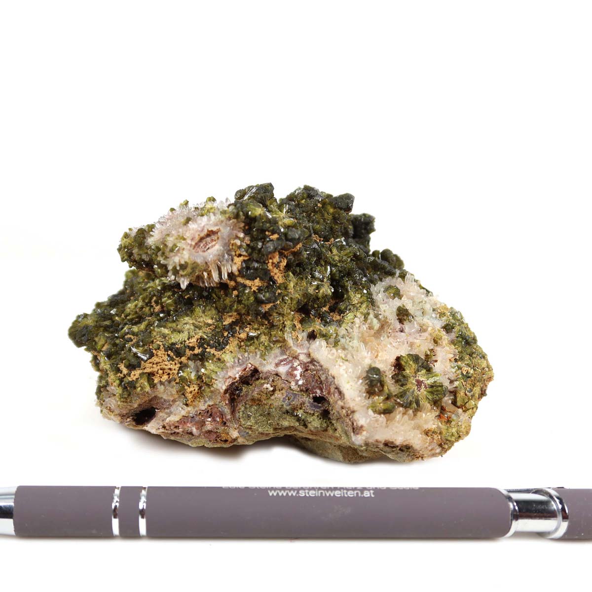 Epidot Quartz Crystal Specimen with Clear Quartz Tips, 10x8x6 cm, high-quality, natural mineral from Morocco for collectors.