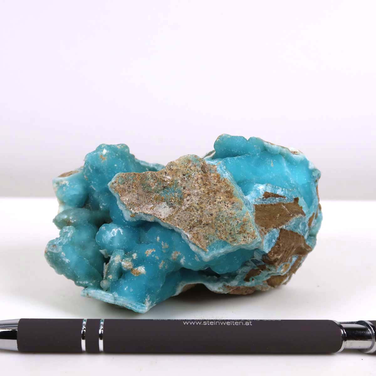 Hemimorphit Rohstein, türkisblau mit natürlicher Kristallstruktur, Unikat Nr. 3, Größe 9x6x5 cm, für Sammlungen