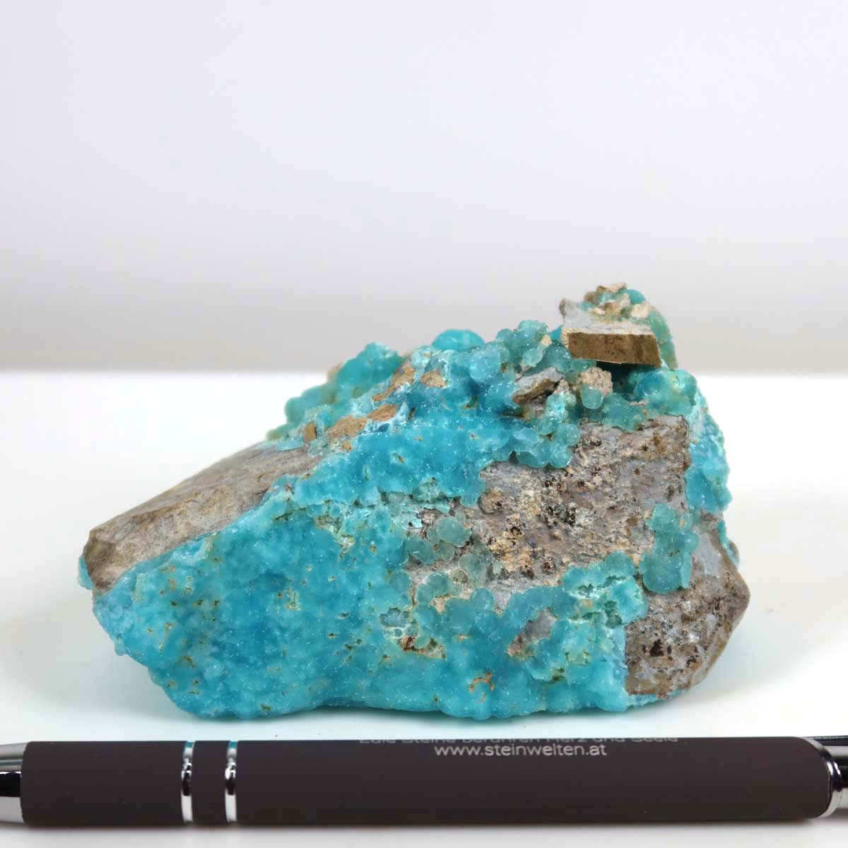 Hemimorphit Rohstein mit kräftigen türkisblauen Farben, 10x5x4 cm, natürlicher Sammlerstein, einzigartiges Unikat.