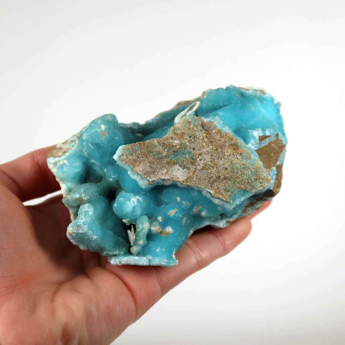 Hemimorphit Rohstein, türkisblau mit natürlicher Kristallstruktur, Unikat Nr. 3, Größe 9x6x5 cm, für Sammlungen