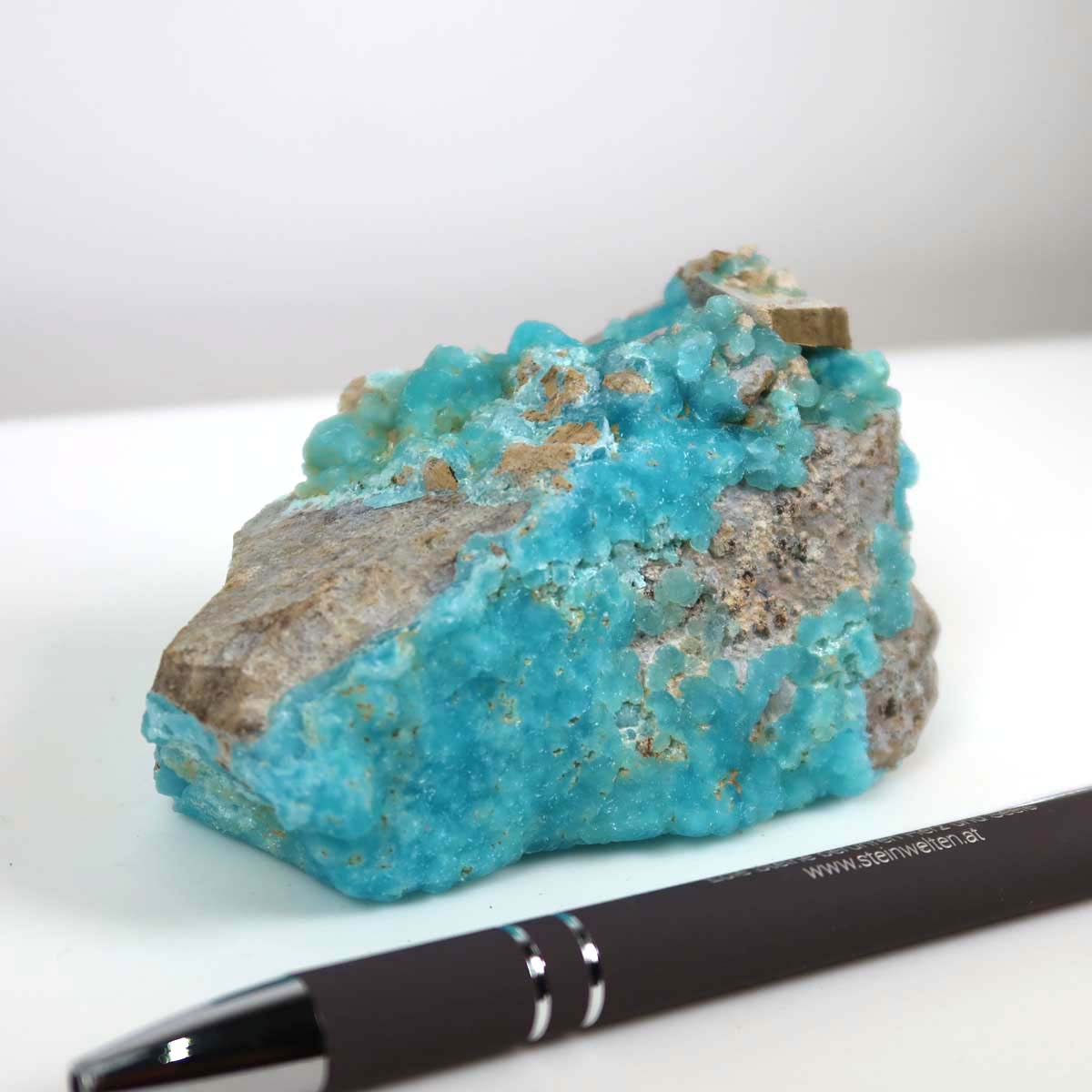 Hemimorphit Rohstein mit kräftigen türkisblauen Farben, 10x5x4 cm, natürlicher Sammlerstein, einzigartiges Unikat.