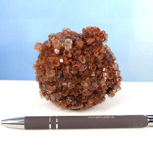 Natürliche rohe Aragonit Kristall Stufe aus Marokko, sternförmiger Stein, perfektes Sammlerstück, Größe 11x8 cm, mit Kugelschreiber