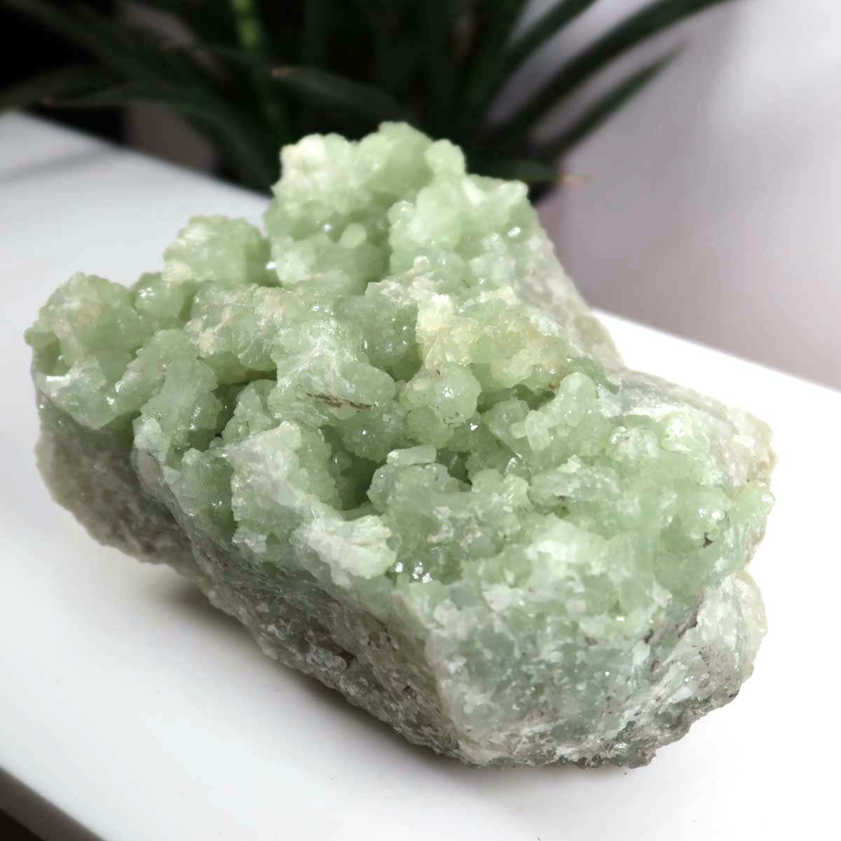 Prehnit 1A Kristall Stufe – aus Marokko 12x7cm - Exklusive Stücke für Sammler und Liebhaber Unikat Nr.35, grüner Kristall