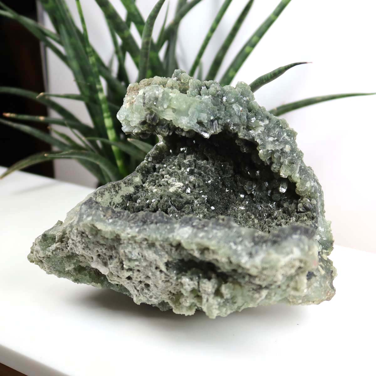 Prehnit 1A Kristall Stufe – aus Marokko 18x12cm - Exklusive Stücke für Sammler und Liebhaber Unikat Nr.40, grün, für Heilung und Entgiftung.