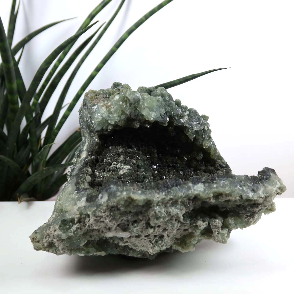 Prehnit 1A Kristall Stufe – aus Marokko 18x12cm - Exklusive Stücke für Sammler und Liebhaber Unikat Nr.40, grün, für Heilung und Entgiftung.