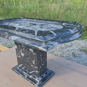 Couchtisch mit Orthoceras und Ammoniten 90x54cm Höhe 53cm - Fossilien Naturstein - Nr.12