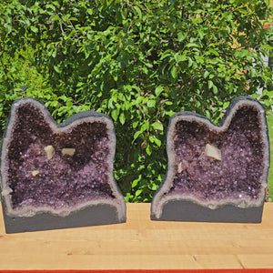 Amethystdrusen Paar 1A - 89kg - Höhe 51cm - Harmonie und Entspannung - UNIKAT 370, ideal zur Meditation und Raumklärung.