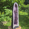 Amethyst Druse – Geode - 84x25x25cm und 46,2kg – Steinwelten OG - Nr. 359, unique amethyst gemstone in garden setting