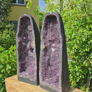 Amethystdrusen Paar 1A - 66kg - Höhe 67cm - Harmonie und Entspannung - UNIKAT 101, ideal für Raumenergie Klärung