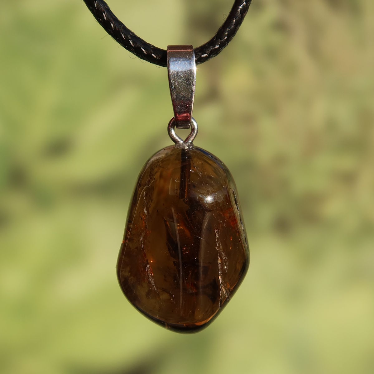 Rauchquarz Anhänger - Anti Stress Stein - Nr. 20 mit natürlicher Farbstruktur und Silberöse