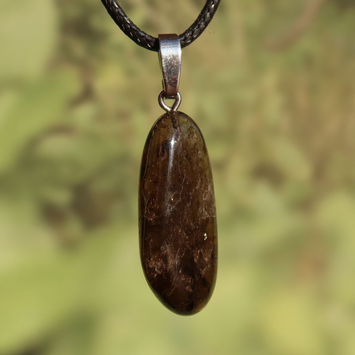 Rauchquarz Anhänger - Anti Stress Stein - Nr. 30 mit natürlichem, rauchigen Brauntönen, handgefertigt, Silberöse.