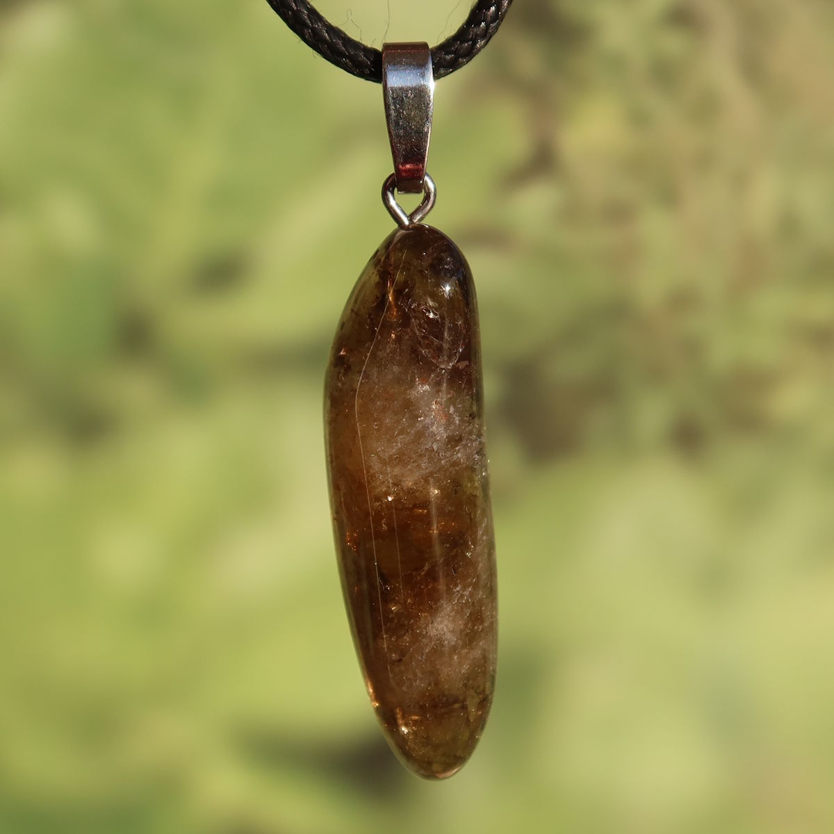 Rauchquarz Anhänger - Anti Stress Stein - Nr. 26, einzigartiger Anhänger mit rauchigen Brauntönen und Silberöse