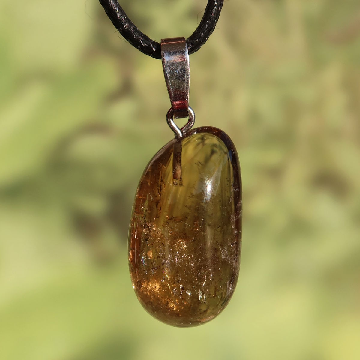 Rauchquarz Anhänger - Anti Stress Stein - Nr. 9 mit warmen Brauntönen und echtem Silberöse.
