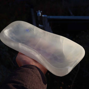 Selenit Schale XL - 28x15cm - Dekorative Ladeschale für Reinigung & Neuladen von Kristallen Nr.32