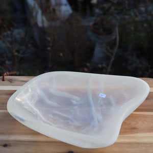 Selenit Schale XL - 30x20cm - Dekorative Ladeschale für Reinigung & Neuladen von Kristallen Nr.36 auf Holztisch