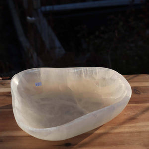 Selenit Schale XL - 23x20cm - Dekorative Ladeschale für Reinigung & Neuladen von Kristallen Nr.27, ideal für energetische Kristallpflege