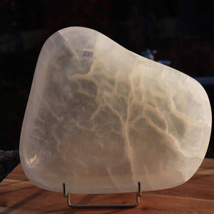 Selenit Schale XL - 23x20cm - Dekorative Ladeschale für Reinigung & Neuladen von Kristallen Nr.27 auf Holzständer