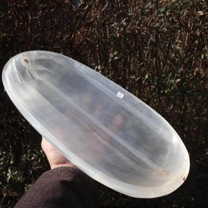 Selenit Schale XL - 38x18cm - Dekorative Ladeschale für Reinigung & Neuladen von Kristallen Nr.15 in Naturumgebung