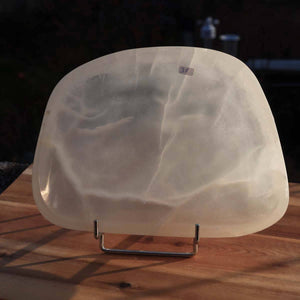 Selenit Schale XL - 23x17cm - Dekorative Ladeschale für Reinigung & Neuladen von Kristallen Nr.31 auf Holzuntergrund